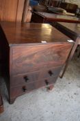 A George III Mahogany chest commode, with hinged lift up cover over dummy drawers 74CM.