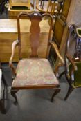 An early 20th century mahogany Queen Anne style armchair, Seat height 47CM.