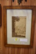 After Richard Earlom (1743-1833) Christ and the Devil, monochrome mezzotint. #15. Mounted framed and