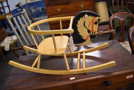 A 1980s West German Galt toys child's wooden rocking horse. 90 CM long.
