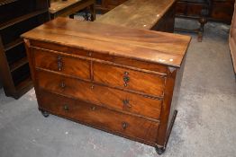A 19th century figured mahogany chest of 3/2/2 drawers, 86CM. X. 124CM.