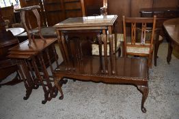 A nest of four Edwardian mahogany tables with slender spindle supports, largest. 72CM. Sold together