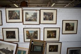 A group of ten Victorian coloured prints, each signed in pencil to margin indistinctly, mounted,