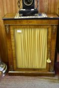 A late Victorian inlaid walnut and ormolu mounted vitrine cabinet, with large central glazed door