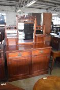 A Victorian mahogany mirror back sideboard of smaller than normal proportions. 70CM. X122CM.
