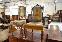 Two Victorian upholstered hall chairs(AF)