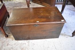 A 19th century oak blanket box of plain traditional form, lacking base 99CM.