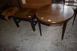 An Edwardian banded mahogany circular occasional table, sold together with a 20th century foliate