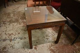 A 20th century Chinese hardwood coffee table, of traditional design. 56CM. X 56CM