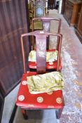 A pair of modern Mother of Pearl inlaid Chinese hardwood chairs. Seat heights. 44CM.