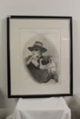 A framed David Bowie limited edition pencil drawing by famed Bowie artist Danny Hannah - great