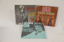 A David Bowie lot of three Euro pic sleeves for ' Rebel Rebel '