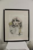 A framed David Bowie limited edition pencil drawing by famed Bowie artist Danny Hannah - great