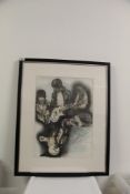 A framed David Bowie limited edition pencil drawing by famed Bowie artist Danny Hannah - great