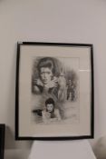 A framed David Bowie limited edition pencil drawing by famed Bowie artist Danny Hannah - great