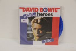 A David Bowie rare blue vinyl mint ' Heroes ' picture sleeve
