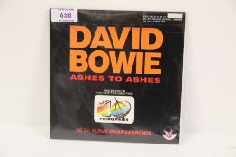 A David Bowie 'ashes to ashes ' 1990 Spanish promo - rare and in ex / ex condition