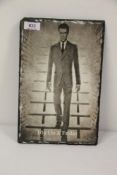 A David Bowie slate decorative plaque ' 10p on a Friday ' - 8 cm x 9 cm
