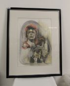 A framed David Bowie limited edition pencil drawing by famed Bowie artist Danny Hannah - great