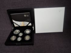 A Royal Mint 2011 United Kingdom Silver Proof Piedfort Coin Set , six coins limited of 2000 in