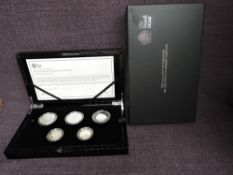 A Royal Mint 2015 United Kingdom Silver Proof Piedfort Coin Set , five coins no 0335/1500 in case