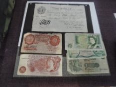 A Bank of England White Five Pound Note, 1955 May 12th London, L K O'Brien, Z70 063984 along with
