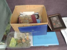 A collection of GB and World Coins including GB Teat Sets 1953 x3, 1970, 1971, 1977, 1980 x3 and