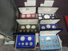 Six Franklin Mint Proof Coin Sets, 1975 Belize Silver Proof 8 Coin, 1978 British Virgin Islands