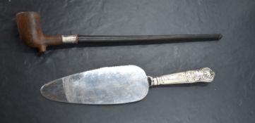 An early 20th Century Churchwarden smoking pipe having silver collar, Birmingham 1911, G & C Ltd,