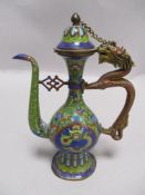 A 20th century Cloisonné vessel with handle and spout af.