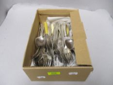 A selection of silver plated flatware and cutlery, mainly Old English Bead pattern