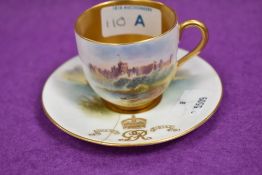 A 20th century Royal Worcester cabinet tea cup and saucer set with Royal cypher for King George