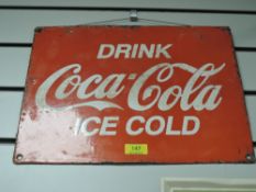 A genuine early 20th century Coca Cola Drink Ice Cold enamel advertising sign