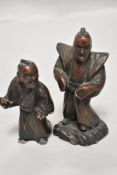 Two antique Japanese Okimono box wood figures