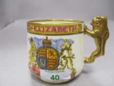 A Paragon china commemorative Queen Elizabeth souvenir mug.