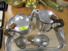 A mid century Picquot ware five piece teaset, comprising teapot, hotwater pot, sugar, cream and