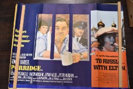 Three movie cinema quad posters of comedy interest including Boys in Blue, Porridge and Likely Lads
