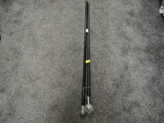 Two vintage walking canes one with crystal glass handle and similar with metal handle