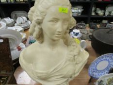 A 20th century plaster cast bust of a regal looking lady