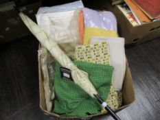 A selection of vintage fabrics and haberdashery items
