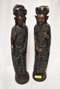 A pair of modern composite Chinese style figure studies of an Imperial couple together with Samurai