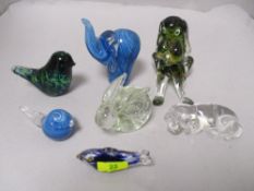 A collection of animal study paperweights including 24% lead crystal, Princes house, Germany, dog.