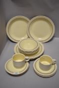 A selection of Hornsea Pottery tea and dinner wares in a blue and yellow vitramic design