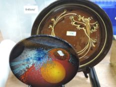 A mid century Alan Clarke studio pottery bowl with a similar large dish