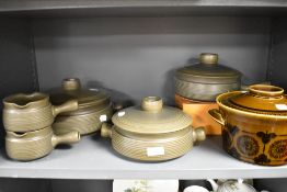 A selection of mid century Denby Chevron dinner wares and a Ildfast Norway tureen