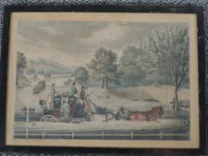 James Pollard, (1792-1867), after Rosenberg, (19th century), a print, The mail coach in a flood,