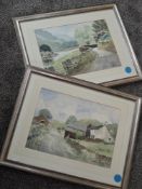 E Greig Hall, (20th century), a pair of watercolours, Lakeland landscapes, Grasmere and Bank End