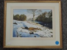 William H Jones, (contemporary), a watercolour, River Lune Kirkby Lonsdale, winter, signed, 25 x