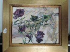 Can, (contemporary), an oil painting, still life, indistinctly signed, 24 x 19cm, framed 34 x 29cm