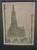Lawrence Stephen Lowry, (1887-1976), after, a Ltd Ed print, monochrome, St Simon's Church, signed
